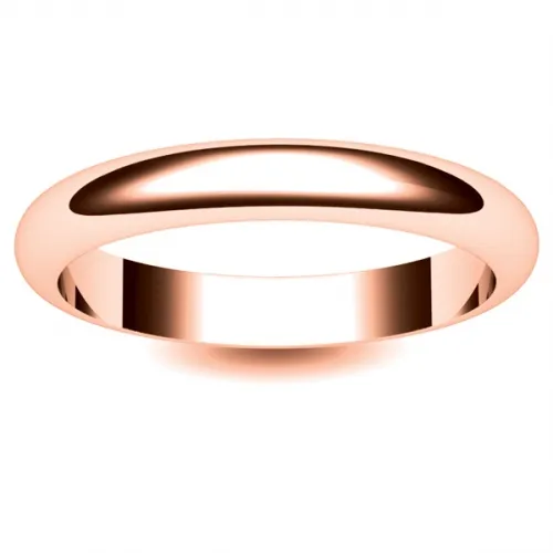 D Shape Light - 3mm Rose Gold Wedding Ring (DSSL3R) 